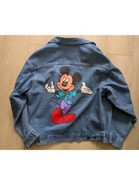 Vintage Walt Disney Licensed Pimlico Denim Oversized Jacket Mickey Canada L